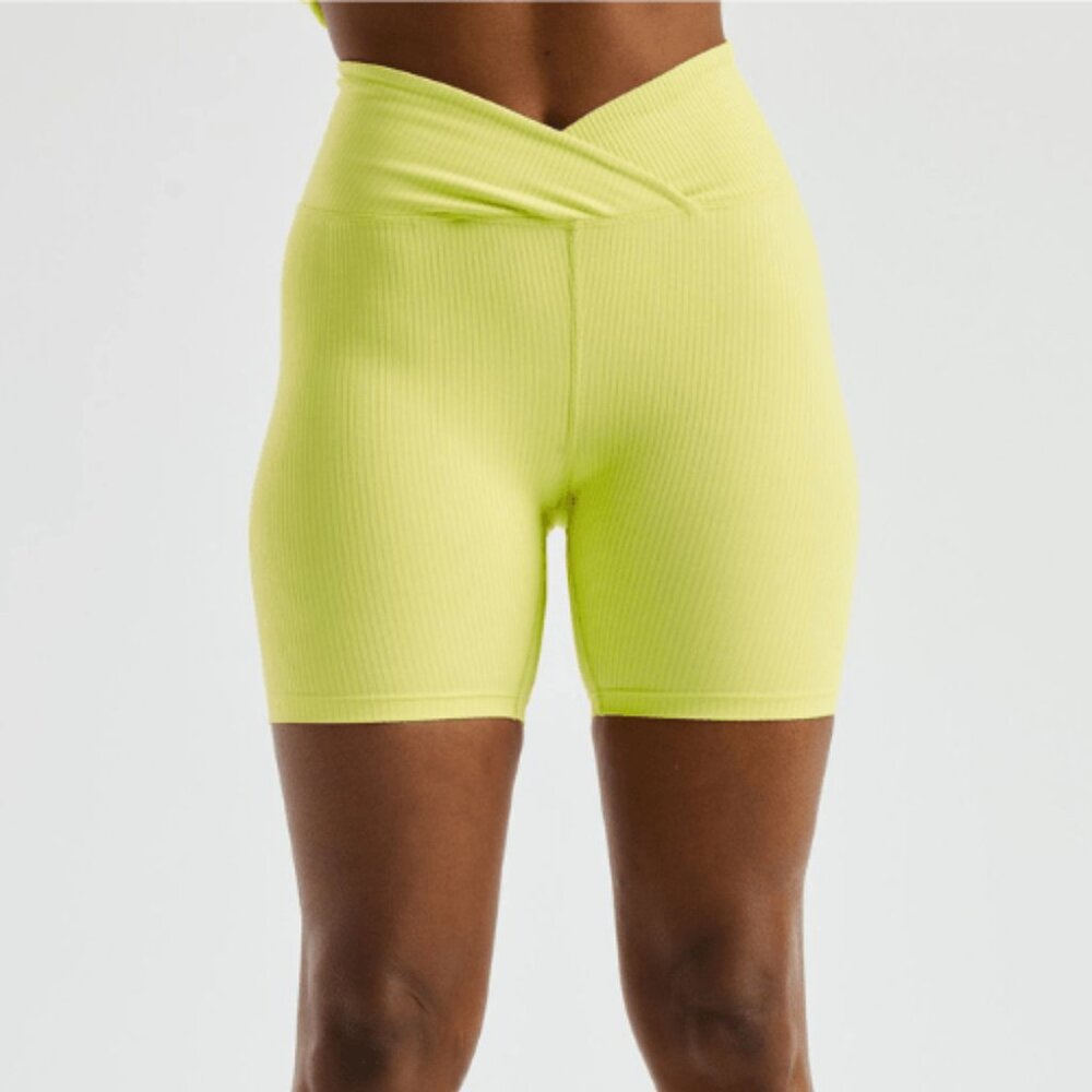 Year of Ours - Ribbed V Waist Biker Short - Lime (NWT)